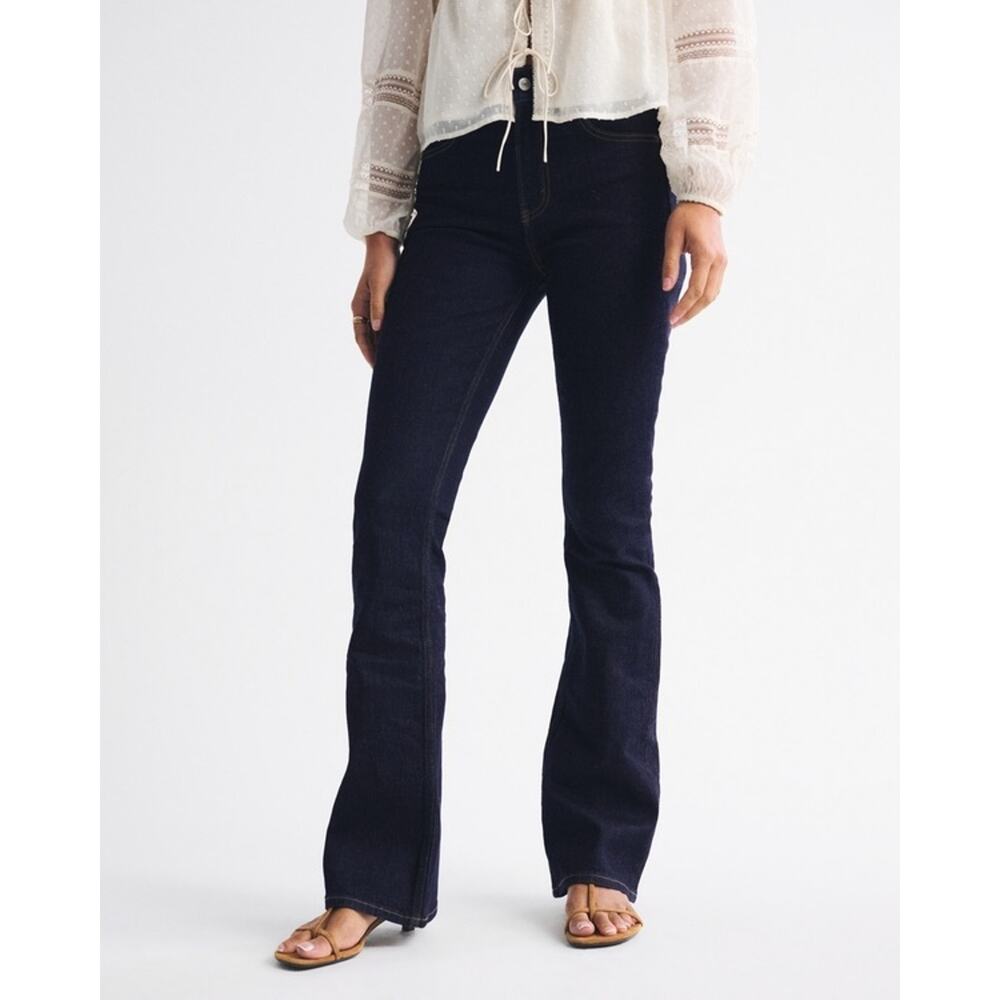 Abercrombie & Fitch High Rise Bootcut Jeans Dark Rinse Wash Stretch Sz 27 Long